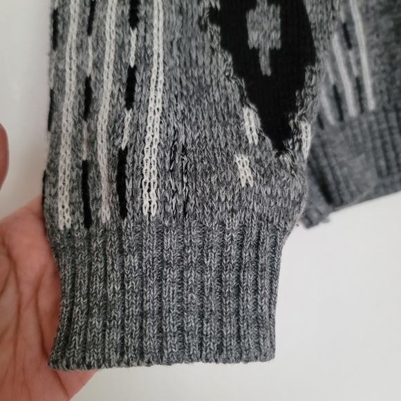 Vintage Knit Sweater Black Grey Size Large - Picture 8 of 10